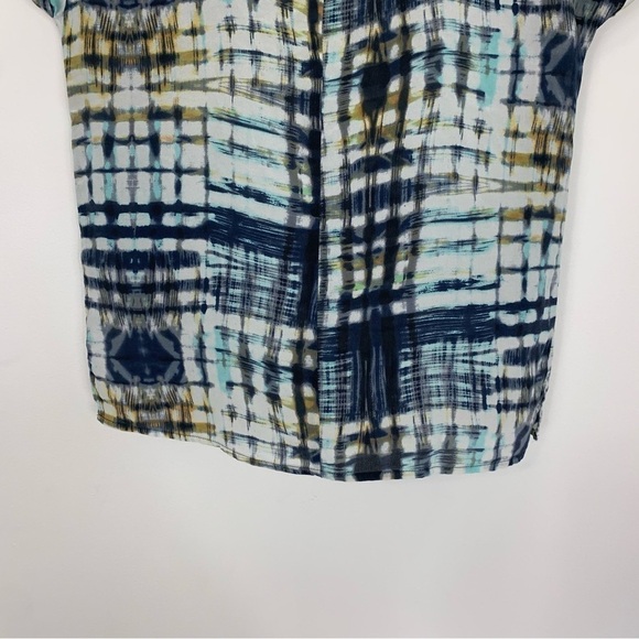 Piperlime Silk Blue Yellow Watercolor Pattern Blouse Size XS - Picture 7 of 13